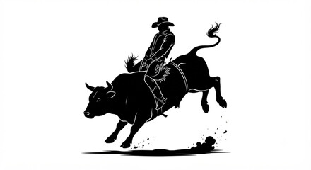 bull rider silhouette western rodeo design © Wiji