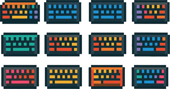 gaming keyboard pixel art, eps 10 illustration