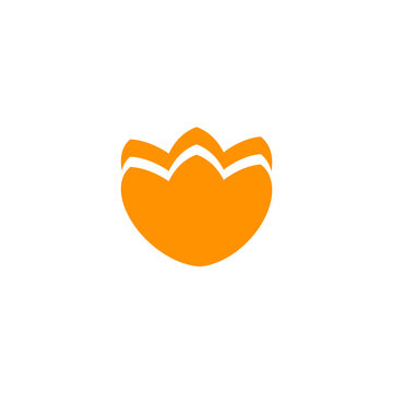 Isolated orange tulip PNG icon showing a stylized flower bud with white accent lines for floral and nature branding. Transparent PNG Illustration