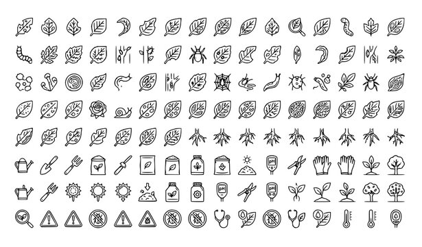 Botanical Plant Disease Outline Icons Editable Vector Collection