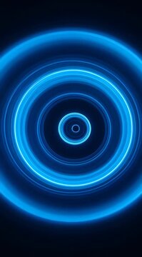 glowing blue concentric circles radiating in a rhythmic pulsing animation, digital wave signal