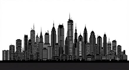 Obraz premium modern urban city skyline silhouette