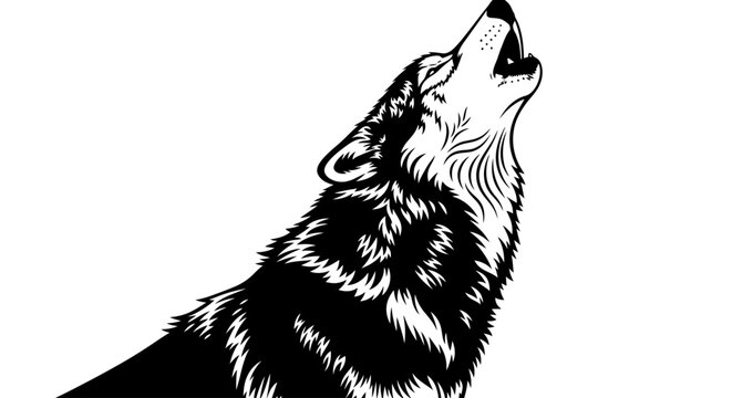Wolf howling at the moon alone.