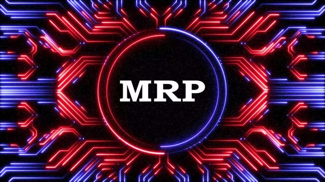 Futuristic circuit board motion with glowing neon lines and central data hub.