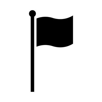 Black flag icon on pole for map marker design