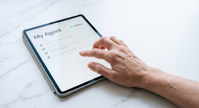 User interactive with autonomous agent app on digital tablet screen