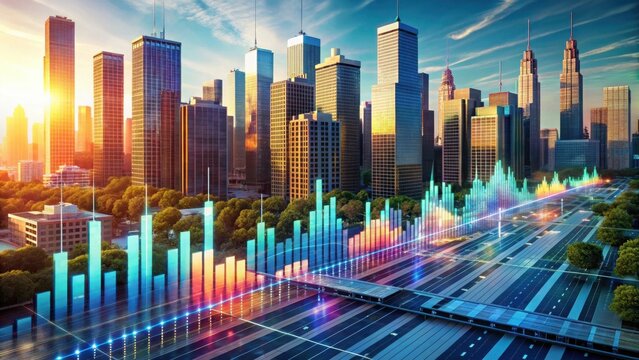 Analyzing audio data trends urban environment digital visualization tech concept