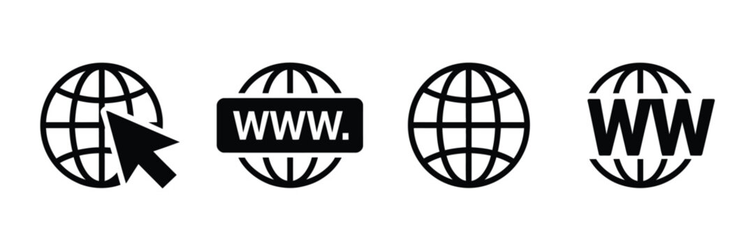 Website web icon collection, browser, homepage, domain, internet and webpage symbols, user interface navigation graphics, responsive web development elements, modern flat vector illustration design