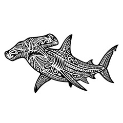Fototapeta premium Hammerhead Shark Tribal Tattoo Art