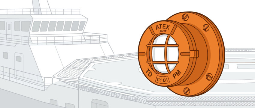 Explosion Proof ATEX Light Fixture on a Ship Deck