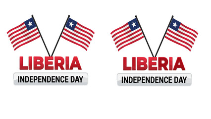 Fototapeta premium Liberia Independence Day typography with national flags, Liberian patriotic celebration vector, red and blue national holiday graphic isolated on White Background
