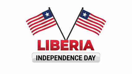 Obraz premium Liberia Independence Day typography with national flags, Liberian patriotic celebration banner, red and blue national holiday graphic isolated on White Background