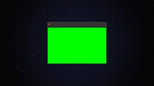 Browser window with green screen on dark grid background for UI mockup.