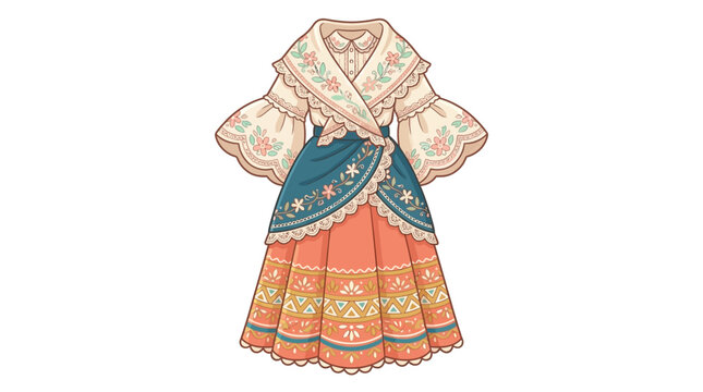 Elegant Traditional Maria Clara Gown with Intricate Embroidery and Butterfly Sleeves