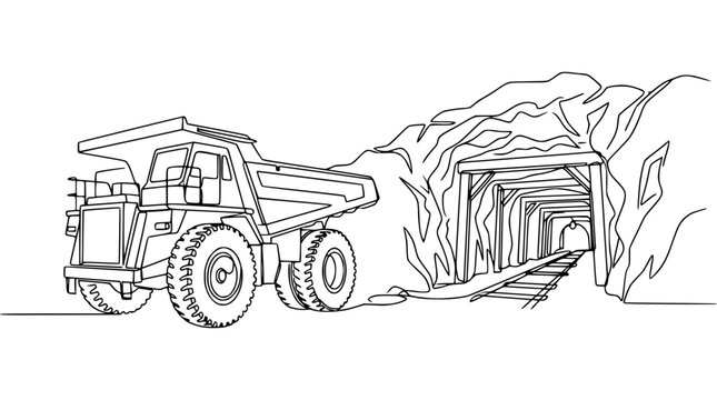 Mining Dump Truck Exiting Tunnel Illustration