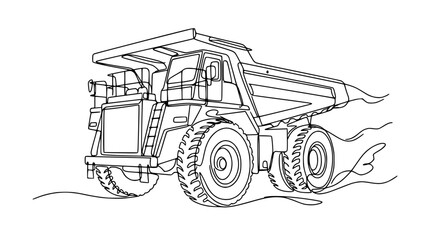 Mining Dump Truck Line Art Illustration © Tani