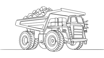 Mining Dump Truck Illustration - Heavy Equipment Line Art © Tani