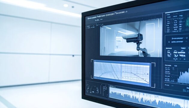 Security camera on computer screen display.