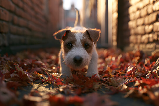 young Jack Russell on Autumn Alley