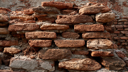 Fototapeta premium Aged Brick Wall Pattern With Natural Stone Detail