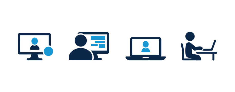 User admin computer on computer vector icon set. Administrator system symbol. vector illustration.