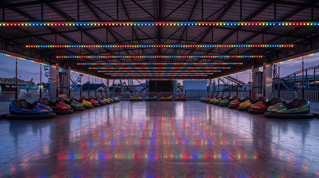 Bumper Cars Pavilion Background with Soft Lighting