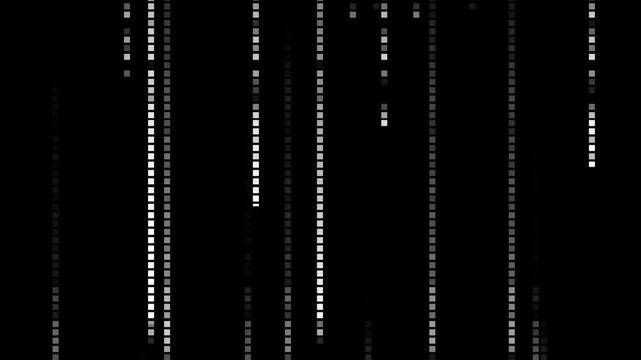 abstract technology glowing white sqaure falling like digital rain on black background.4k video.