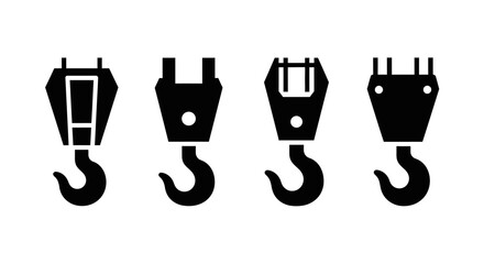 Obraz premium Black Crane Hook Icon Isolated on White Background