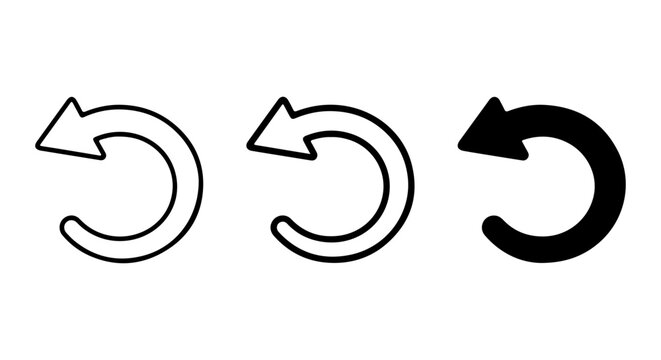 Undo Arrow Icons, Reload Symbol Vector Set, Refresh Loop Graphics, Circular Back Button