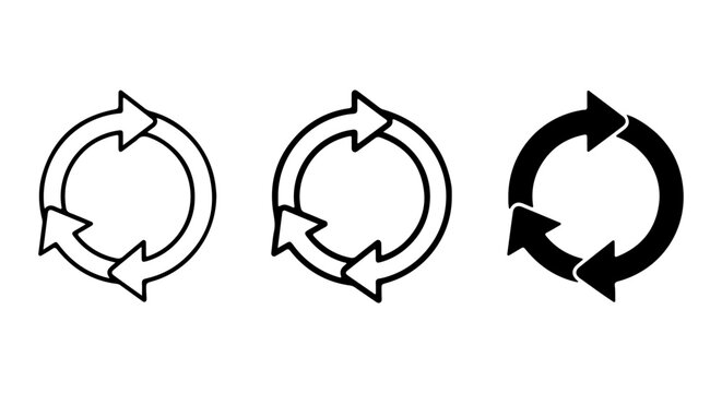Circular Arrows Icon Set, Refresh Reload Loop Symbols, Repeat Cycle Vector Graphics