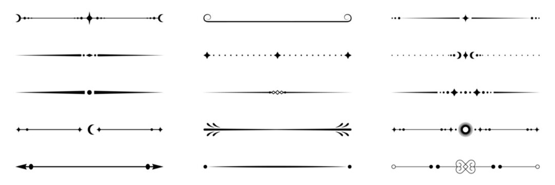 Set of Vintage decorative lines. text dividers. Line border. Line separators, Borders, Vintage dividers, Underline elements. Vector illustration
