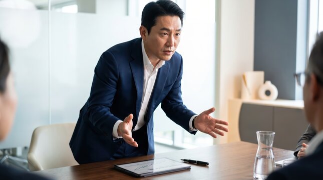 Generative AI, Businessman negotiating in boardroom meeting