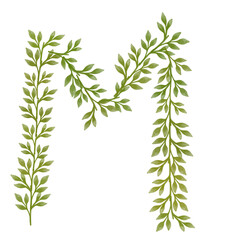 Fototapeta premium Initial Decorated with Green Leaves