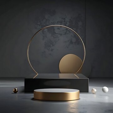 Modern minimalist sculpture with gold accents.