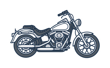 Obraz premium Flat Design Cruiser Motorcycle Vector Illustration