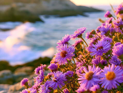 Seashore asters in bloom