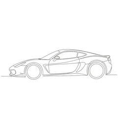 Naklejka premium Sports Car Line Art Drawing