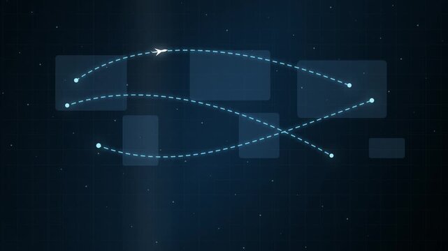 Digital Network of Airplane Flight Paths Global Travel Concept Animation