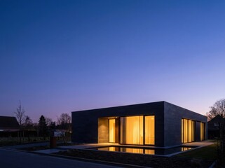 Fototapeta premium Modern Minimalist Villa at Twilight