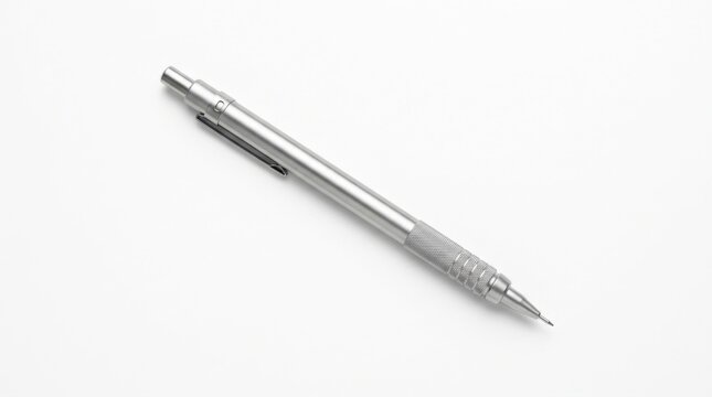 Silver Mechanical Drafting Pencil on White Background