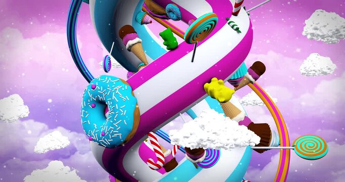christmas candy cane. Sweet like candy 3. Motion graphics background visual loops animation. 4K