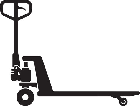 Manual Pallet Jack Silhouette Icon Isolated on White Background Flat Warehouse Equipment Vector