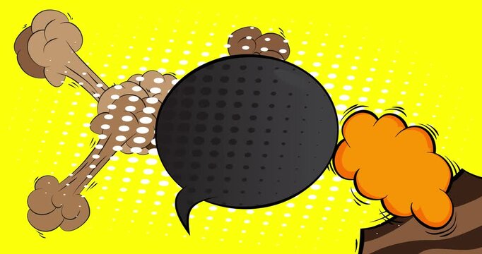 Cartoon background animation, comic book backdrop video. Retro comics pop art design.