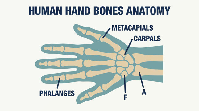 Human Hand Bones Anatomy Illustration