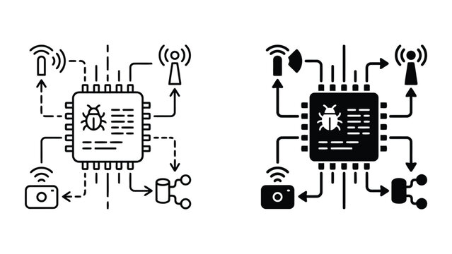 Computer processor chip with wireless signals and data processing connections