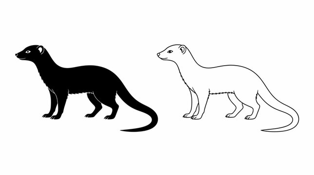 Black and White Mongoose Illustration Set for Nature Design