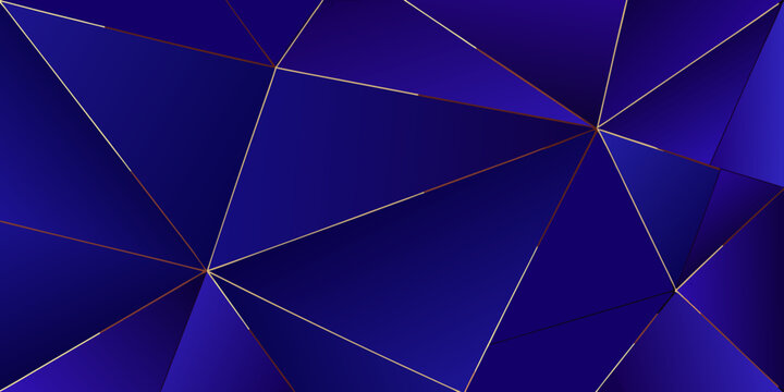 Geometric polygonal pattern with gold lines on a dark blue background