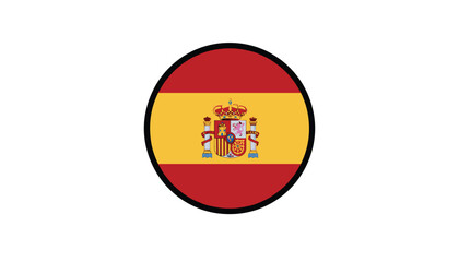 Fototapeta premium Round national flag of Spain with the royal coat of arms isolated on a clean white background, ideal for travel designs.