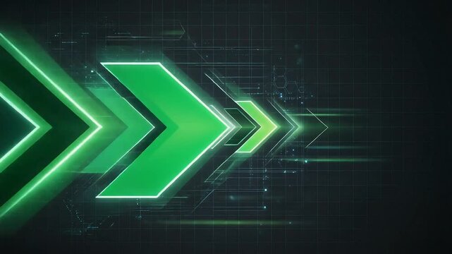 Glowing green arrows pointing to the right.