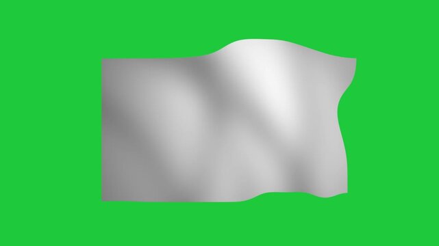 white flag waving gently against a solid green screen background